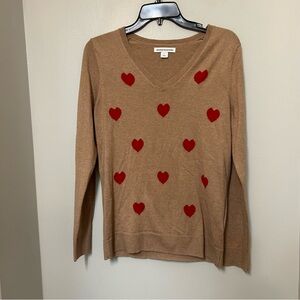 Amazon Women's S V-Neck Pullover Sweater Tan Red Heart Casual Pullover